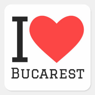 I love bucarest square sticker