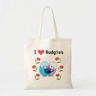I Love Budgies Cute Budgierir Parakeet bird Tote Bag