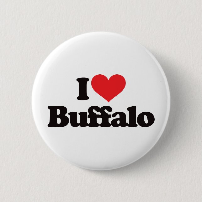 I Love Buffalo 2 Inch Round Button (Front)