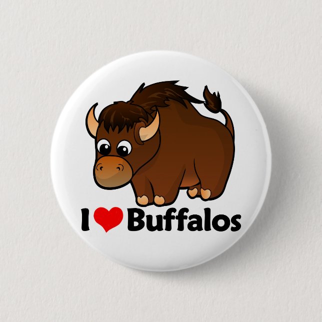 I Love Buffalos 2 Inch Round Button (Front)