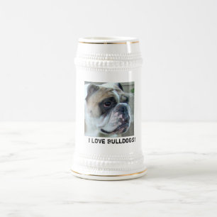 I Love Bulldogs! Beer Stein Mug