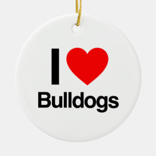 i love bulldogs ceramic ornament