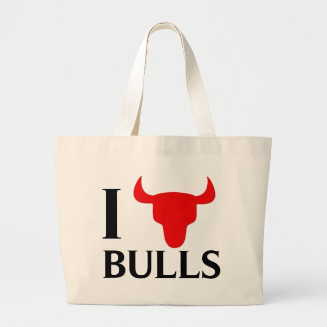 I Love Bulls Large Tote Bag (Front)