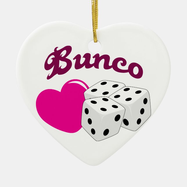 I Love Bunco Ceramic Ornament (Front)