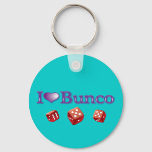 I Love Bunco with Red Dice Keychain