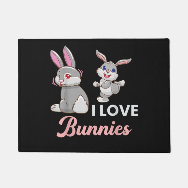 I Love Bunnies Funny Easter Day Rabbit Doormat (Front)