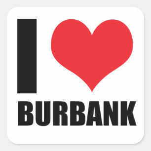 I love Burbank Square Sticker