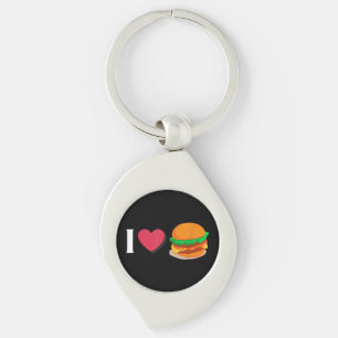 I Love Burger Cheeseburger Unhealthy Eating Keychain