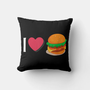 I Love Burger Cheeseburger Unhealthy Eating  Throw Pillow