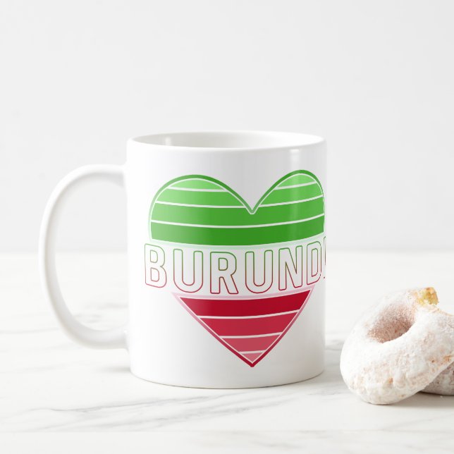 I Love Burundi, Burundian Heart Coffee Mug (With Donut)