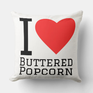 I love buttered popcorn throw pillow