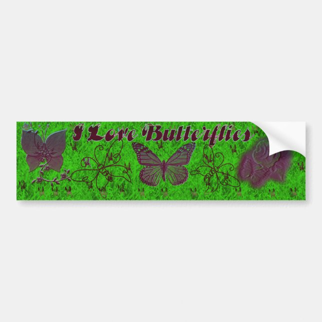 I Love Butterflies Bumper Sticker (Front)