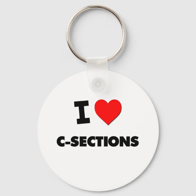 I love C-Sections Keychain (Front)