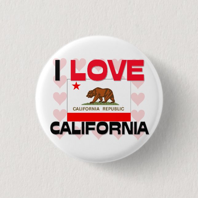 I Love California 1 Inch Round Button (Front)