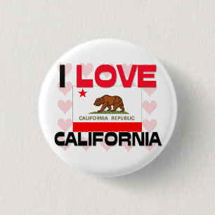I Love California 1 Inch Round Button
