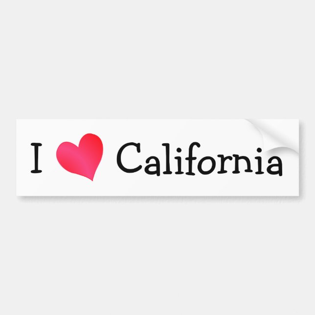 I Love California Bumper Sticker (Front)