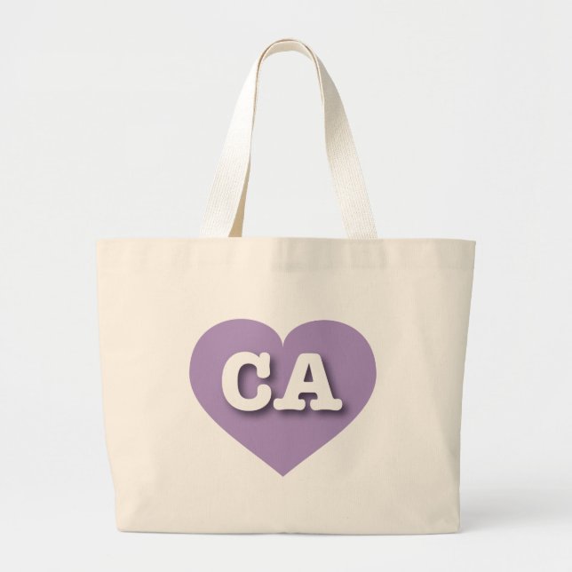 I love California - CA lavender heart Large Tote Bag (Front)