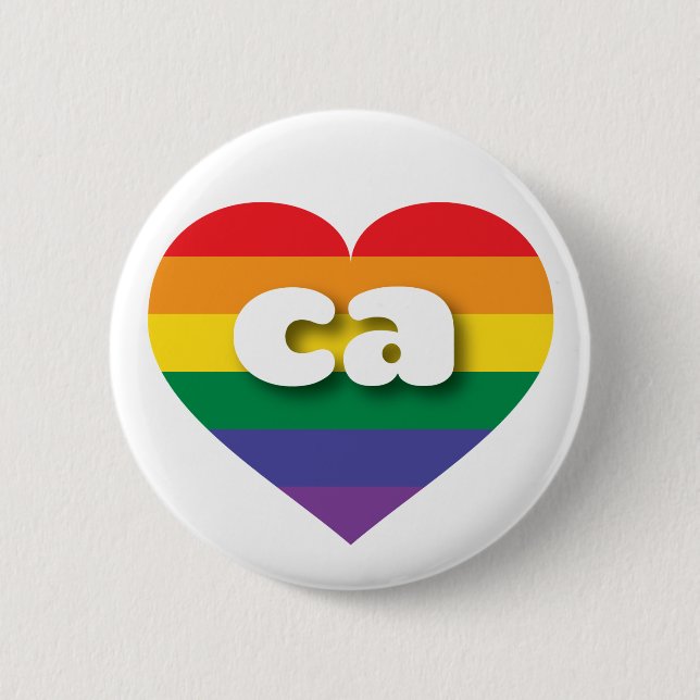 I Love California Rainbow Heart 2 Inch Round Button (Front)