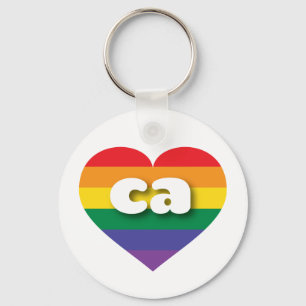 I Love California Rainbow Heart Keychain