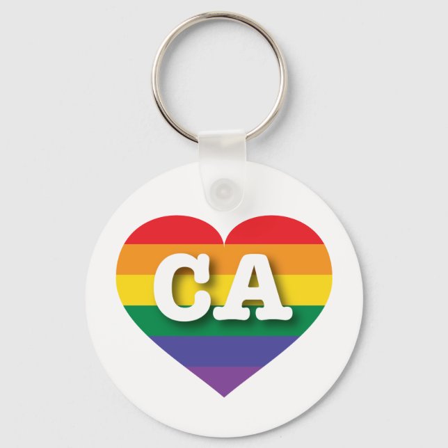 I Love California Rainbow Heart Keychain (Front)