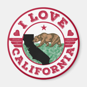 I Love California State Map and Flag Magnet