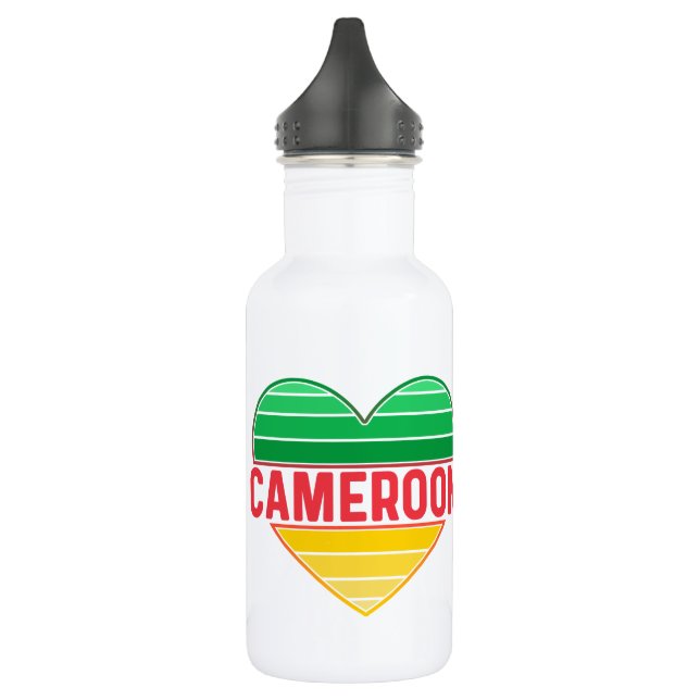 I Love Cameroon, Cameroonian Heart 532 Ml Water Bottle (Left)