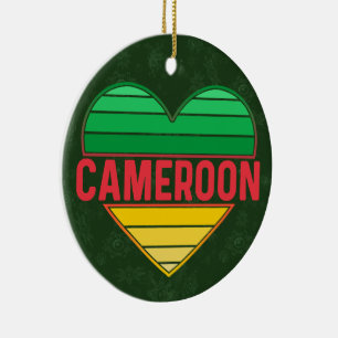 I Love Cameroon, Cameroonian Heart Ceramic Ornament