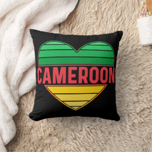 I Love Cameroon, Cameroonian Heart Throw Pillow