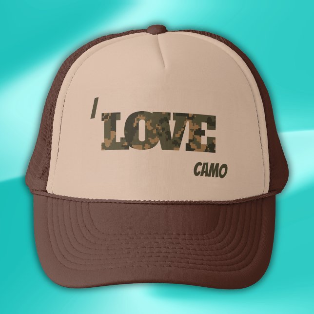 I Love Camouflage Green Brown | Trucker Hat (Creator Uploaded)