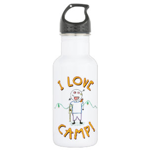 I Love Camp - Funny Kids Summer Camp Drawing 532 Ml Water Bottle