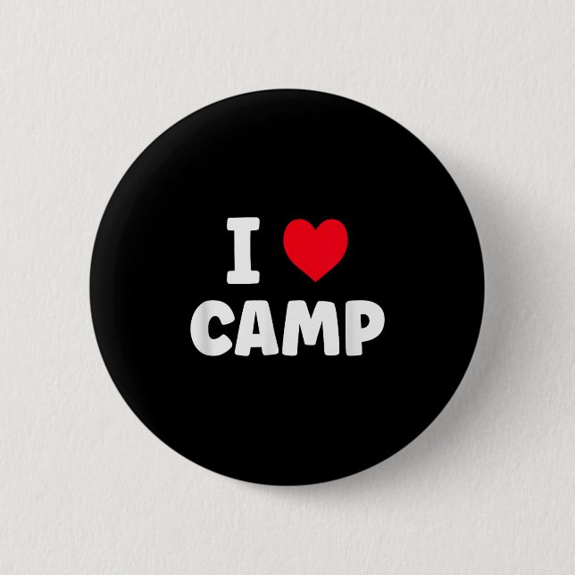 I Love Camp Summer Camp Glamping  2 Inch Round Button (Front)