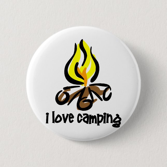 i love camping 2 inch round button (Front)