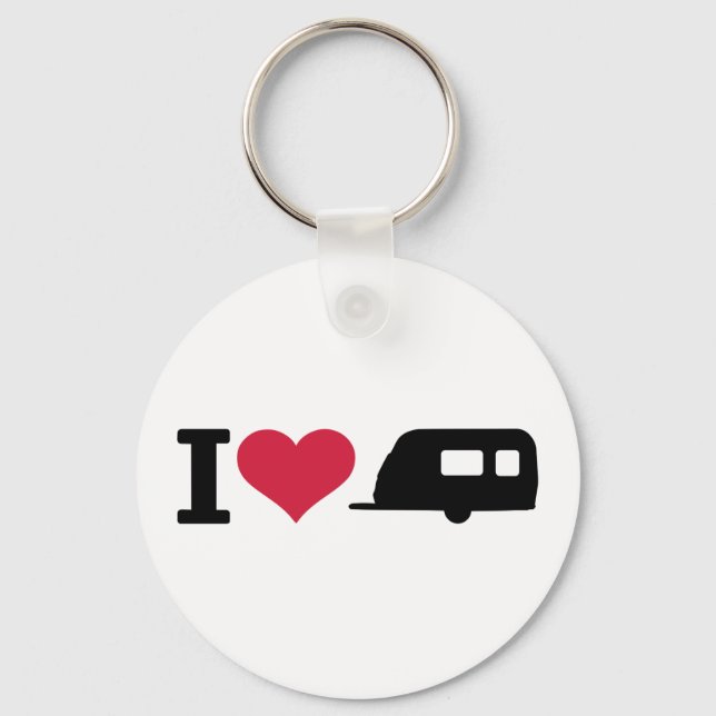 I love camping - caravan keychain (Front)