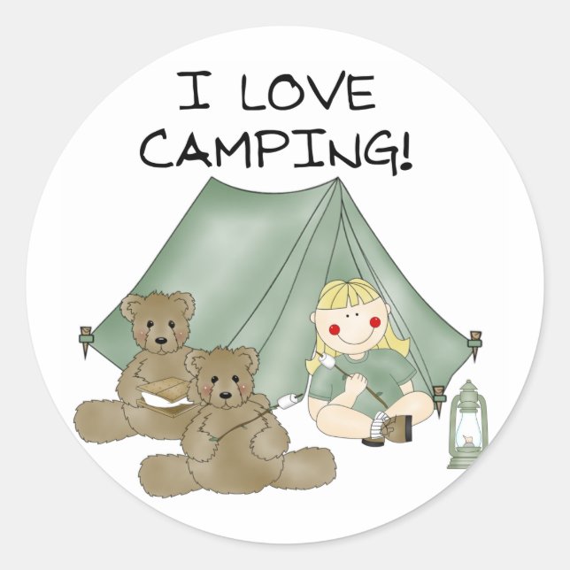 I Love Camping  Classic Round Sticker (Front)