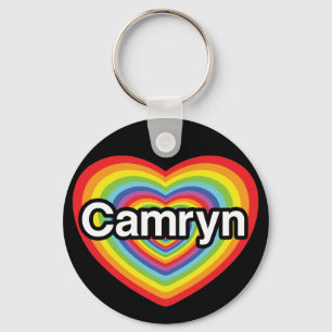 I love Camryn: rainbow heart Keychain