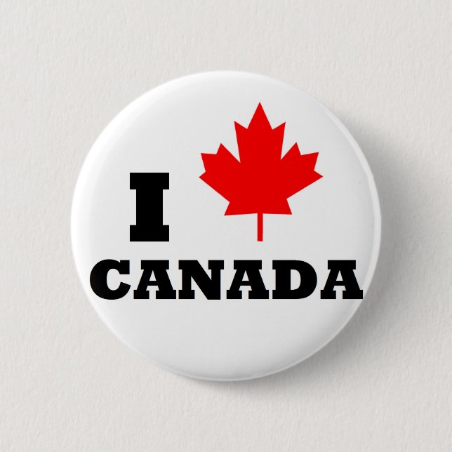 I Love Canada 2 Inch Round Button (Front)