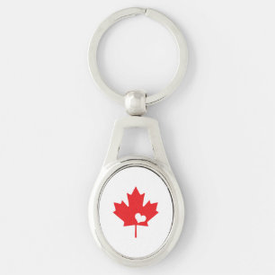 I Love Canada - Canadian Pride Maple Leaf Heart Keychain