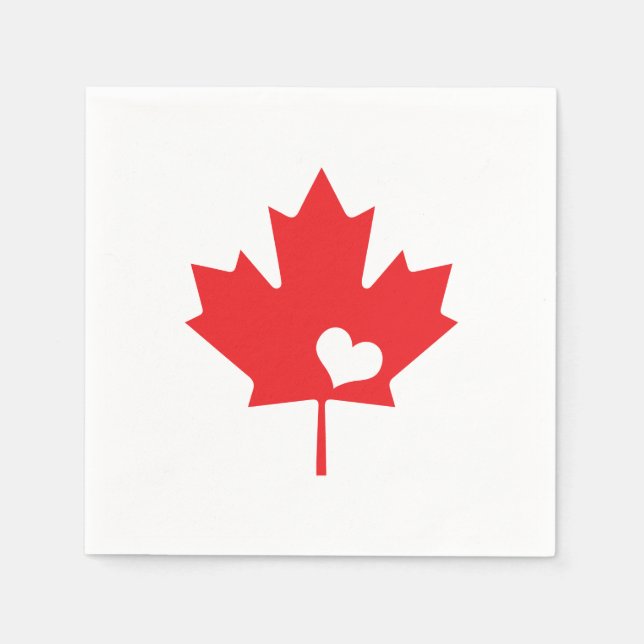 I Love Canada - Canadian Pride Maple Leaf Heart Napkin (Front)