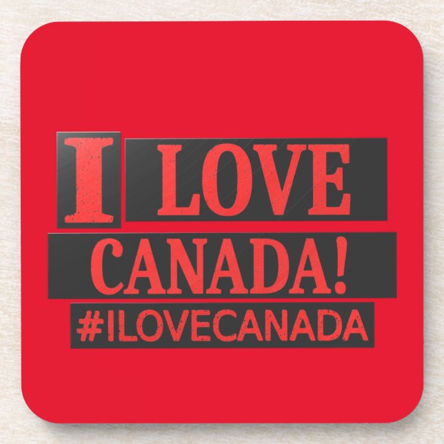 "I LOVE CANADA" Cute Expression Design Buy Now Coaster (Front)