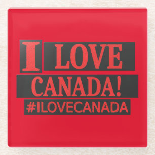 "I LOVE CANADA" Cute Expression Design Buy Now  Glass Coaster