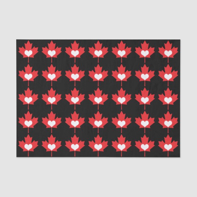 I Love Canada Heart and Maple Leaf Tissue Paper (Front)