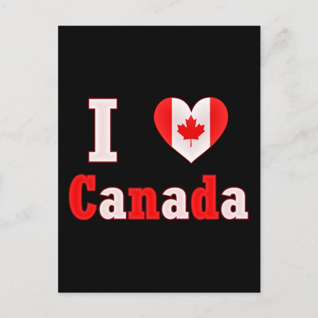 I Love Canada Maple Leaf Heart Postcard (Front)