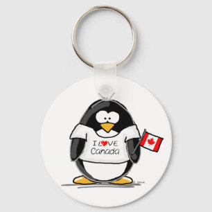 I Love Canada Penguin Keychain