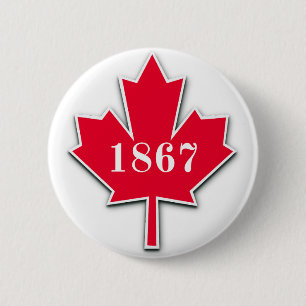 I LOVE Canada - Red Maple Leaf - Est 1867 2 Inch Round Button