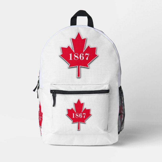 I LOVE Canada - Red Maple Leaf - Est 1867 Printed Backpack (Front)