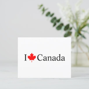 I Love Canada typography with red maple leaf Postcard