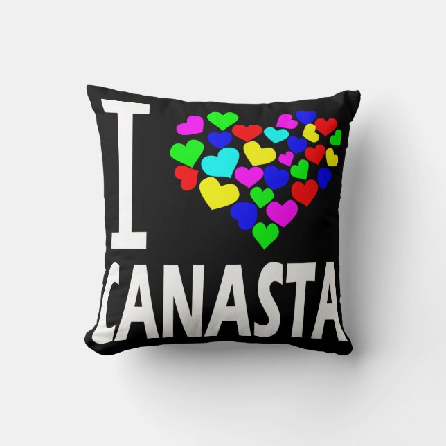 i love canasta card game rummy hearts gift idea throw pillow (Front)