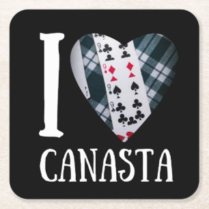 I love canasta   Funny canasta player Square Paper Coaster