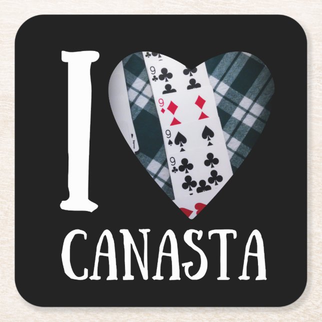 I love canasta | Funny canasta player Square Paper Coaster (Front)