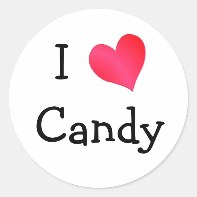 I Love Candy Classic Round Sticker (Front)